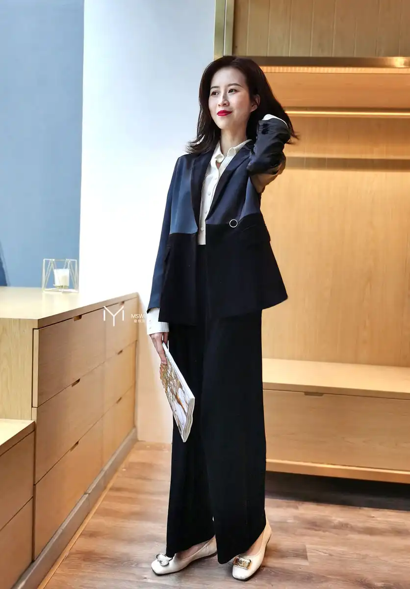 拼接设计丝绒西装