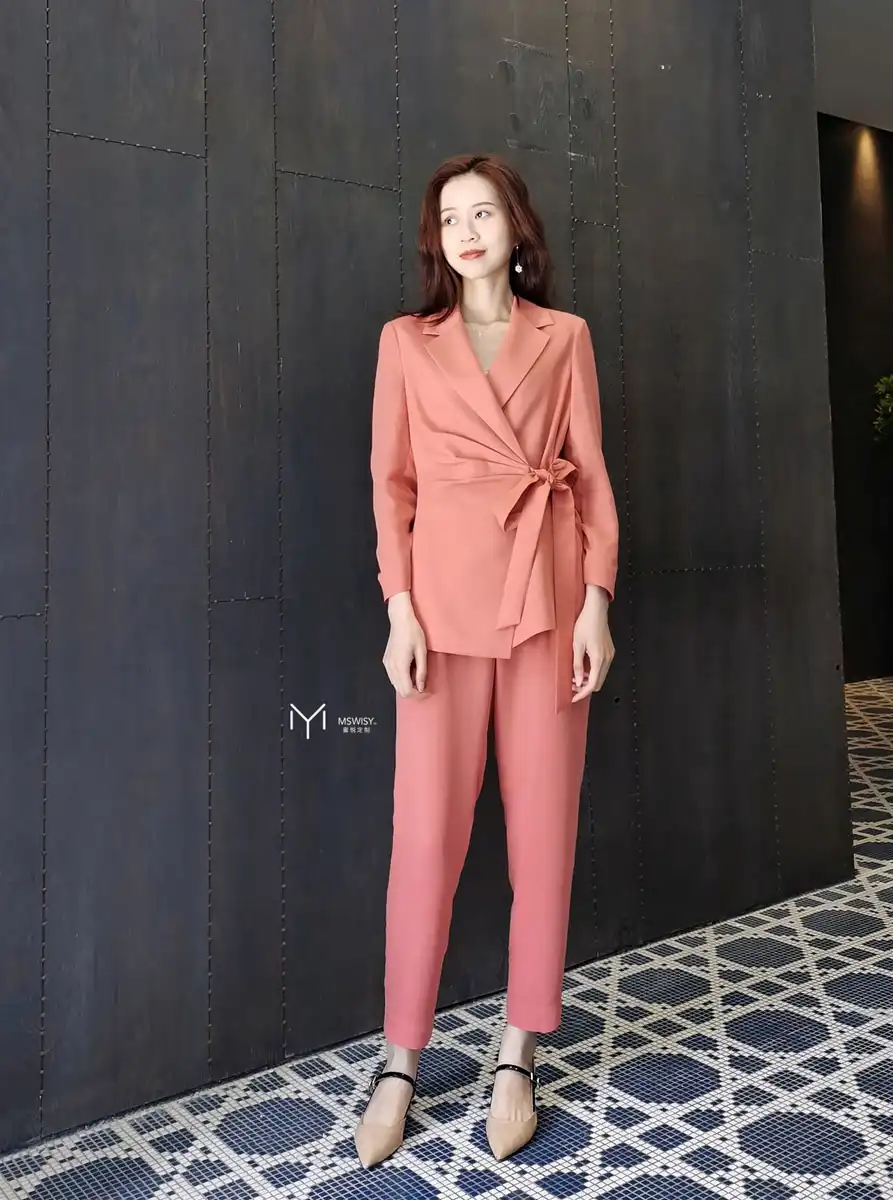 系腰带重磅丝麻西装
