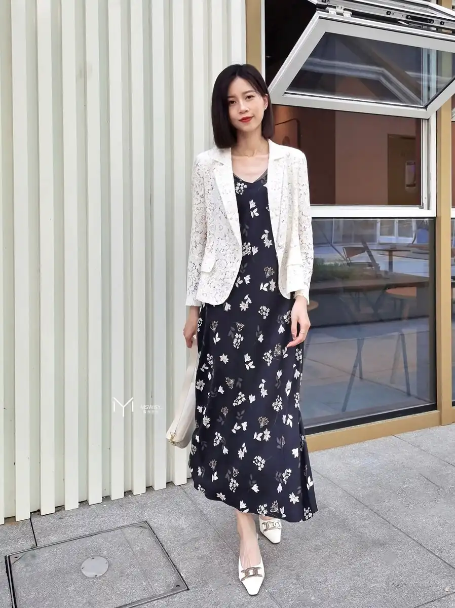 重磅印花丝棉斜裁吊带长裙