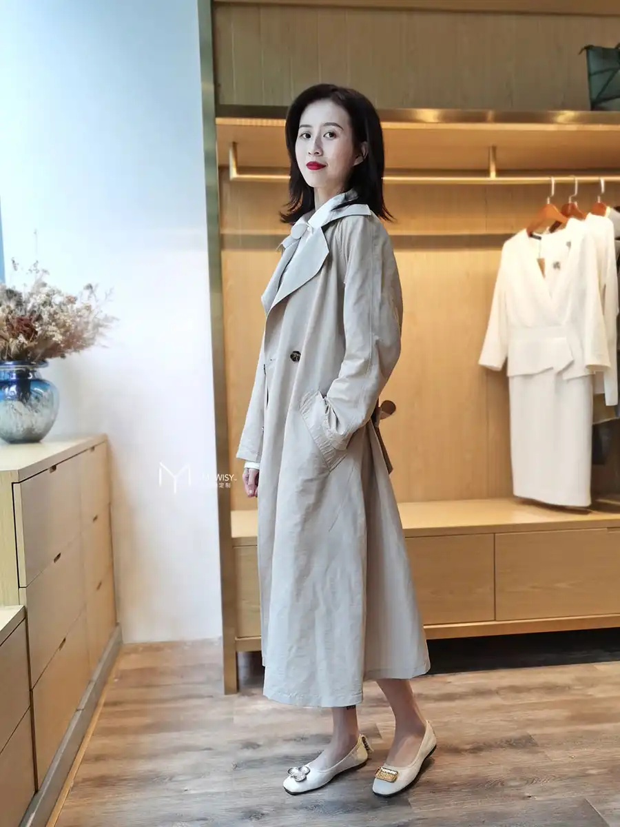 西装领双排扣长风衣